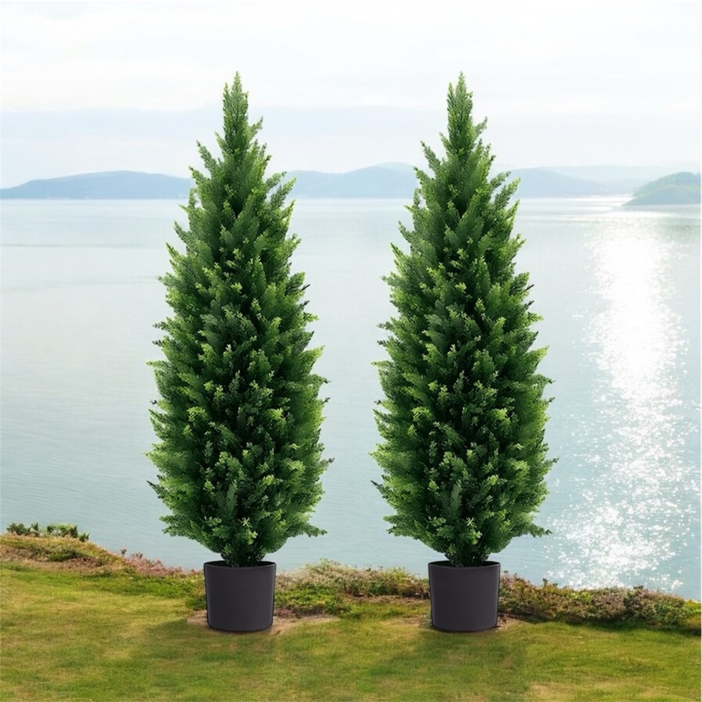 Artificial Cedar Tree 2 Pack 4 ft Outdoor Set of 2
